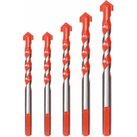 Lot de 5 Foret Carrelage Verre,Foret Gres Cerame,Foret Diamant, Mèche pour carrelage, 6 mm,8 mm,10 mm,12 mm Forets multi-matériaux pour céramique,béton,carrelage,brique,verre, plastique et boi (1/5)