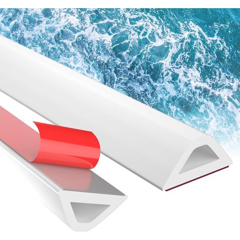 Blanc,100 cm Seuil De Douche Barrage D'eau Pliable - Barriere De Douche Anti Débordement Silicone, Accessible aux Fauteuils Roulants, Pour Salle de Bains et Cuisine (1/5)