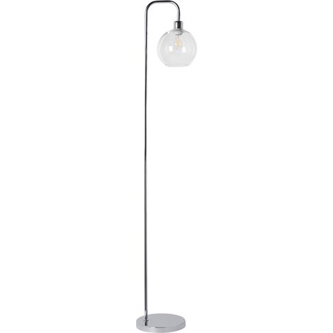 Lámpara de pie de estilo moderno sala de estar base de metal pantalla de vidrio plateado Okavango