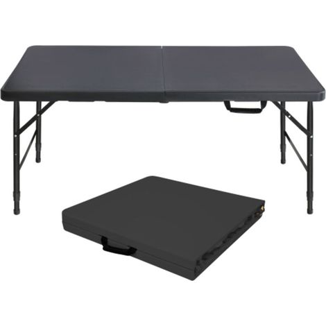 Table Pliante - 125 cm - Hauteur Réglable 58 à 74 cm - Charge Maximale 135 kg - Pour Camping Pique-Nique Fête Intérieur Extérieur - 1 Pièce (1/5)