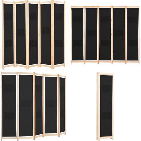 5-teiliger Raumteiler Schwarz 200 x 170 x 4 cm Stoff - Raumteiler - Trennwand - Wohnzimmerdeko - Schlafzimmereinrichtung - Stilvoller Raumteiler - Home & Living (1/5)