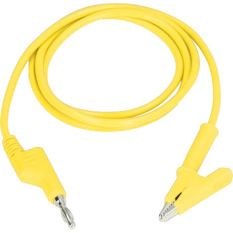 Fil de test avec pince crocodile et fiche banane 4mm, câble flexible pour test électrique, lot J.70035‑1, jaune. (1/5)