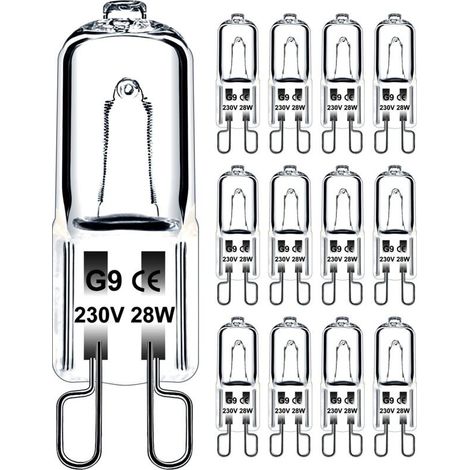 Ampoule G9 28W 230V Dimmable Blanc Chaud, Ampoule Halogène G9 Tolérance de 300°C, Ampoule Four G9 Pour Four Micro-ondes Cuisinière Plafonniers, Lot de 12 [Classe énergétique G] (1/5)