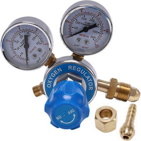 Régulateur de bouteille d'oxygène, inhalateur à pression réduite d'O2, régulateur à double manomètre, régulateur de réservoir d'oxygène (1/5)