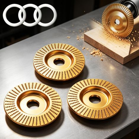 3 Pièces Disque Carbure De Tungstène Pour Meuleuse, 100mm Kit de disques pour sculpture sur bois, Disque De Sculpture Sur Bois, Pour La Coupe, Le Façonnage, Le Ponçage Et Le Polissage Du Bois (1/5)