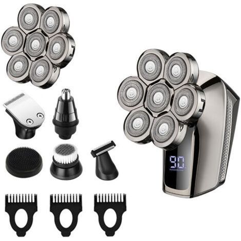Rasoir électrique pour hommes, rasoir électrique sans fil rechargeable 6 en 1, kit de toilettage rotatif étanche (1/5)
