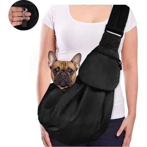 Sac pour animaux de compagnie, sac messager mains libres étanche pour chien et chat pour voyage en plein air (noir)