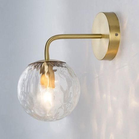 Wall light Nordic modern with finish in brass and lampshade-day in glass for desk, living room, bedroom, wall chandeliers E14. (1/5)