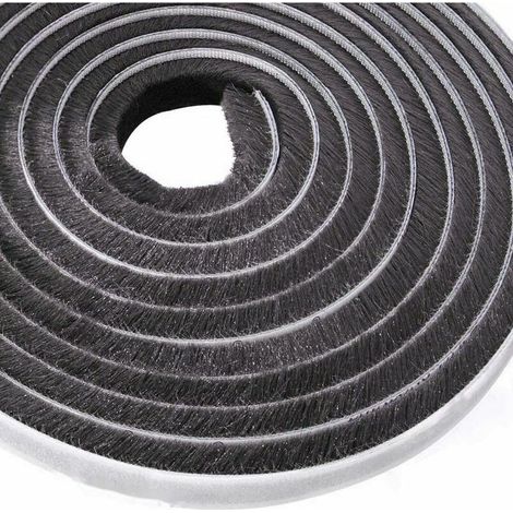 Guarnizione adesiva a spazzola, antivento e antipolvere per finestre e porte – 9 mm di larghezza x 9 mm di altezza – Feltro e nylon intrecciato (1/5)
