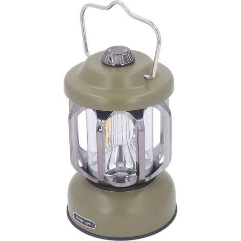 Lanterne de Camping Rétro Vintage Lampe de Tente LED Rechargeable USB-C 3 Modes Variateur Crochet Imperméable Jardin Vert (1/5)