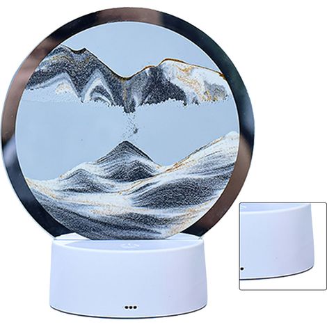 Lampe de table effet sable, 7 couleurs, lampe de chevet 3D sablier, peinture sur sable mouvant, style paysage noir et blanc, pour chambre à coucher ou hôtel. (1/5)