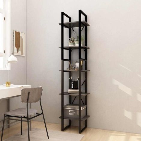 vidaXL Estantería librería 5 niveles madera de pino gris 40x30x175 cm (1/5)