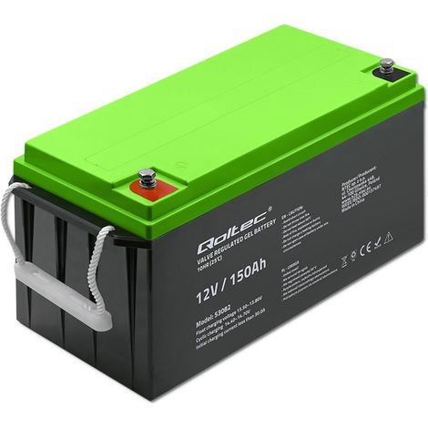 Batteria al gel QOLTEC 12V 150Ah - senza manutenzione, lunga durata di funzionamento (1/5)