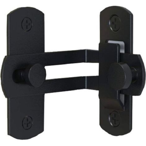 (Noir) Verrou de porte rabattable à 90 degrés Boulon Porte de grange Serrure à angle droit Boucle de porte incurvée