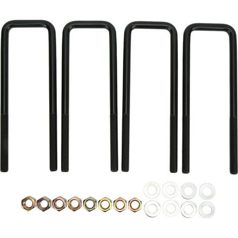Jeffergarden Boulons, Boulons en U pour Essieu Arrière en Acier Noir de 25,4 Cm pour Silverado 1500-DOU