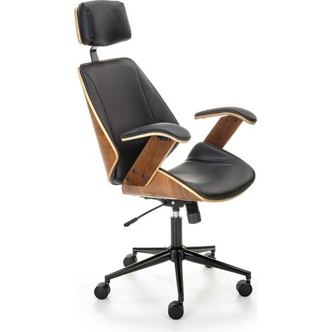Silla de oficina Houston 1490, Negro + Nuez, 119x62x70cm, Con ruedas, Con reposabrazos, Mecanismo de la silla: Inclinación (1/5)