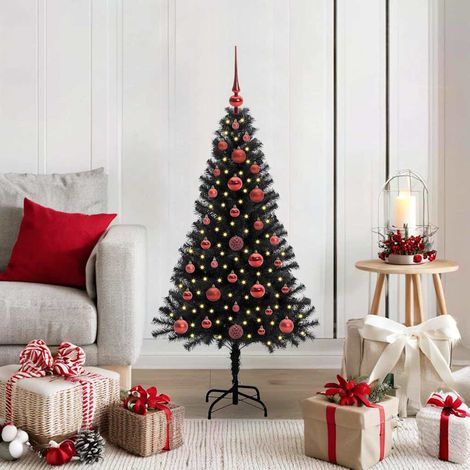 Weihnachtsbaum mit 150 LEDs mit Ständer Schwarz 120 cm PVC