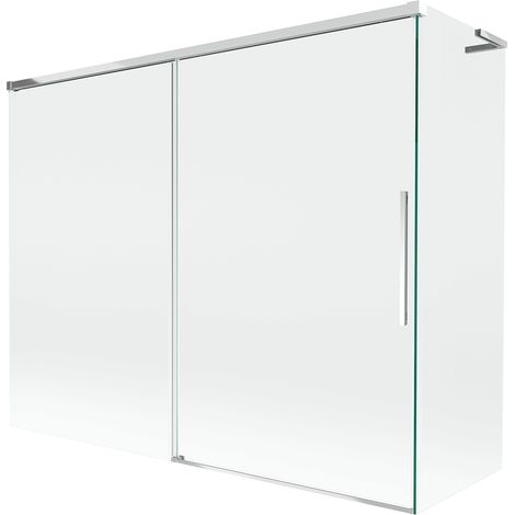Mexen Rox L Badewannenfaltwand 2-teilig verschiebbar 190 + 80 x 150 cm, transparent, Chrom - 8C9L-190-080-01-00