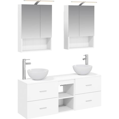 Ensemble d'armoire de salle de bain 5 pcs Blanc vidaXL (1/5)