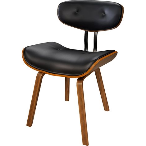 Silla de PU negro y patas de madera plegadas - Pétrus