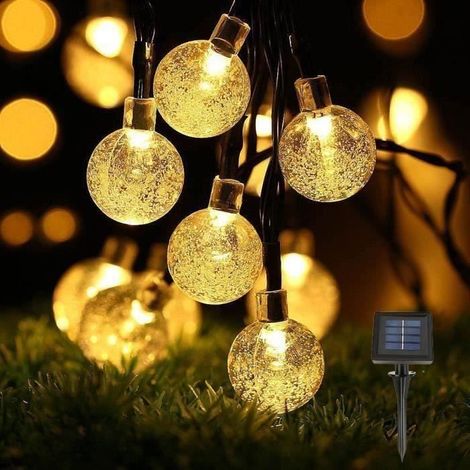 TuseRxln Solar-Lichterkette, 30 LED-Kristallkugeln, Solarbeleuchtung für den Außenbereich, Garten, Haus, Terrasse
