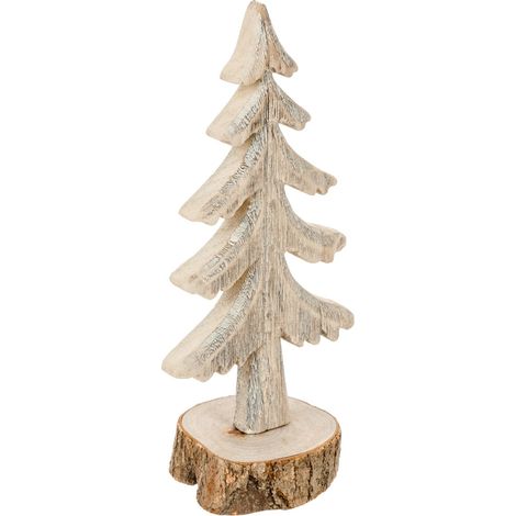 Sapin de table en bois sur socle bûche H 26 cm - Feeric Christmas (1/3)