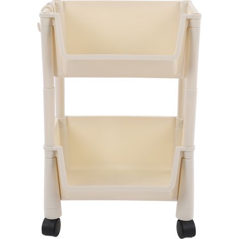 Organisateur de rangement roulant compact, grande capacité, chariot utilitaire mobile, étagères de rangement mobiles avec roulettes verrouillables, 2 niveaux, sans couvercle (1/5)