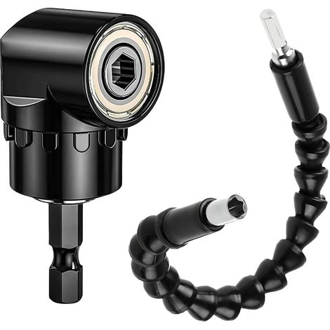 Extension de foret flexible de 295 mm et visseuse d'angle à 105°, extension de foret d'axe rotative flexible de 1/4", adaptateur d'accessoires pour trous dans un espace étroit. (1/5)