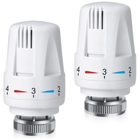 2 pièces tête thermostatique, m30 x 1.5, 5 niveaux, alliage et plastique, pour radiateur maison bureau (1/5)