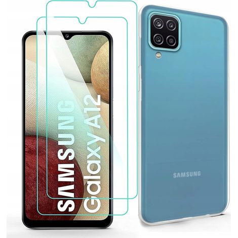 Custodia in silicone trasparente per Galaxy A12 M12 + 2 vetri temperati