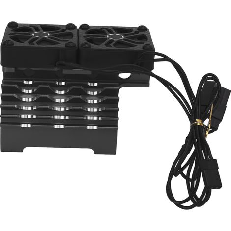 Ventilateur de refroidissement sans balais 55/56/58mm double moteur dissipateur radiateur pour voiture télécommandée 1/5 8.4V 16000RPM Noir (1/5)