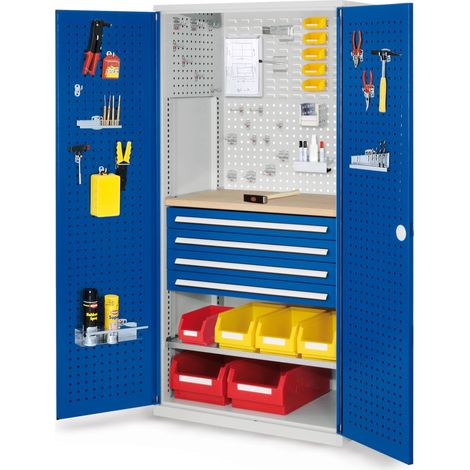 Kappes ®RasterPlan Schubladenschränke 1950x1000x600mm Lochplattentüren Modell 16 enzianblau