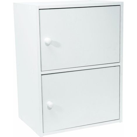 Werka Pro – Meuble de rangement blanc 2 portes – Dimensions 54 x 40 x 29 cm – Panneaux MDF pour décoration moderne – Assemblage facile