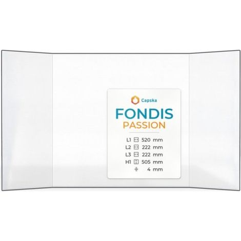 Vitre Fondis PASSION - Verre Prismatique pour insert - (222 + 520 + 222) x 505 mm (L2+L1+L3 x H1) - 4 mm