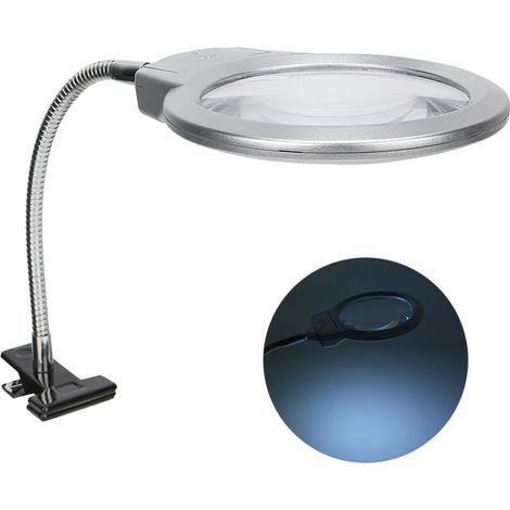 Clip lupa LED de plástico ABS para lectura con iluminación 2.25X/5X.