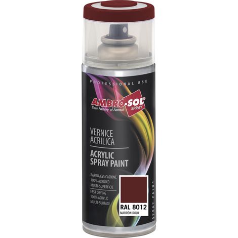 Vernis peinture Acrylique Multi-Usage, Peinture Brillante pour Intérieur et Extérieur, Adapté a Tous Type de Matériau, Aérosol En Fer-Blanc Recyclable de 400 ml, Marron Rouge (1/5)