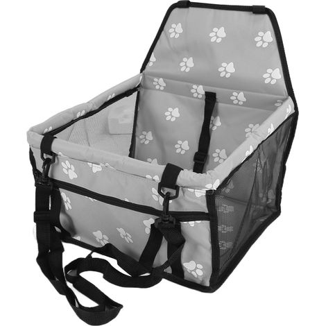 Cage de transport pour animaux de compagnie à motif pattes d'ours, lavable, avec barre de support, grise. Siège de sécurité pour voyage en voiture avec animaux de compagnie. (1/5)