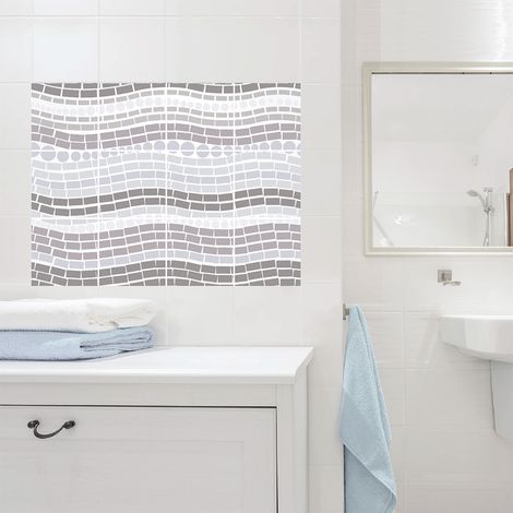 Sticker adhésif mosaïque abstraite x12, 15x15 cm - Déco intérieure homestaging avec cercle et rectangle pour murs et meubles (1/5)