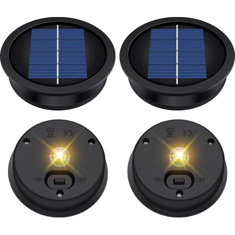 Set di 4 pezzi di parti superiori di ricambio per luci solari - Accessorio per lanterna LED da esterno impermeabile - 8,2 cm, luce bianca calda (1/5)