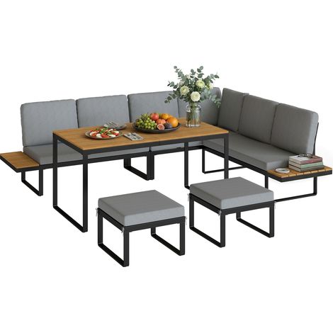 Outsunny Patio Furniture Set Modular 6 Pieces Grey