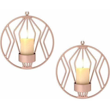 Wandleuchten aus Metall, Wanddekorationen, Beleuchtung für romantische Abendessen bei Kerzenschein im Wohnzimmer/Esszimmer/auf der Küchentheke, Roségold (1/5)