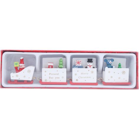 Train en bois pour enfants, jouet de Noël, décoration à monter soi-même pour la maison ou le bureau, cadeau blanc (1/5)