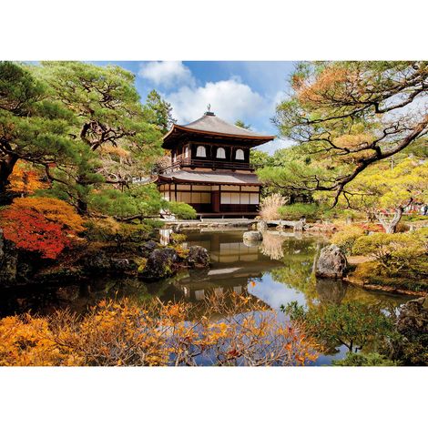 Tableau paysage temple japonais multicolore | Tableau japonais zen pour salle de bain | Tableau sur toile salon & chambre adulte 0,7 x 0,5 m (1/2)