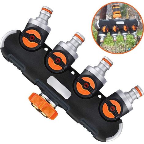 4-way water dispenser (3/4" and 1/2") – Adjustable flow rate – Made of TPR and ABS – Compatible with standard European taps (1/5)