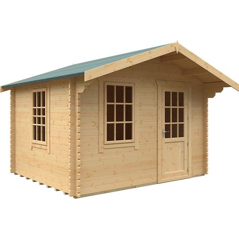 10x12w The Carrington Plus 44mm Cabin - L295 x W355 x H271.9 cm - Solid Wood/Softwood/Pine - Natural