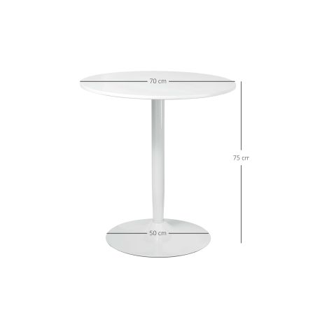 Table à manger ronde Ø70 x 75 cm, table de cuisine moderne pour 2 personnes, table à pied central avec pied en acier et embout antidérapant (1/5)