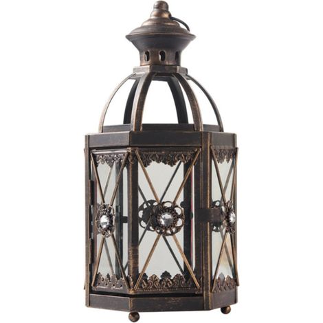 Lanterne - Métal - Suspension Intérieure Extérieure - Pour Bougie ou Luminaire à LED - Décoration Jardin Mariage Fête - Lot de 1 (1/5)