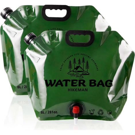 Bidon d'eau pliable de 8 L avec robinet, lot de 2 pour le camping, les pique-niques, les barbecues et la randonnée.-AquaForge (1/4)