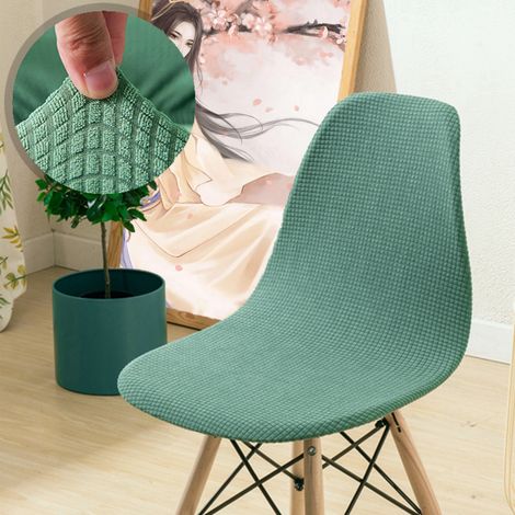 Lot de 6 housses de chaise scandinave en tissu jacquard, housses unies pour chaises de table, sans bras, adaptées à la cuisine, au salon et au bureau (couleur verte, pack de 6) (1/4)