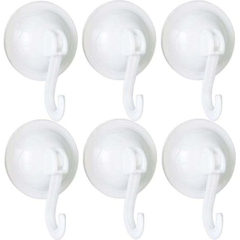 Lot de 6 cintres muraux réutilisables avec crochet à ventouse de 70 mm, imperméables et sans traces, adaptés pour manteaux, écharpes, serviettes, sacs, salle de bain, cuisine, clés de bur (1/4)